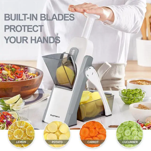 Alt view image 3 of 6 - Safe Mandoline Slicer for Kitchen, Potato Slicer for Chips, Vegetable & Food Cutter,Thickness Adjustable 0.1-8 mm, Kitchen Faster Slice Artifact (Only Slicer)