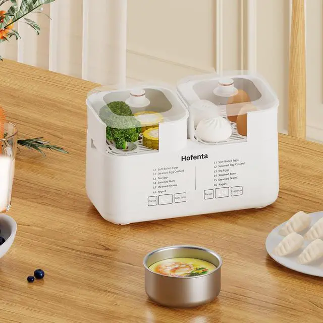 Alt view image 7 of 7 - Rapid Electric Egg Cooker for Hard Boiled Eggs,Egg Boiler with Timer(0.5-9.5H), Auto Shut-Off/2 Tiers, 16 Eggs Capacity,Egg Steamer for Soft/Hard/Poached Boiled Eggs