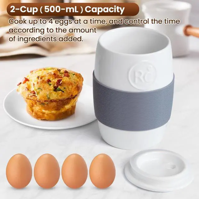 Alt view image 2 of 7 - Professional Ceramic Egg Cooker for Microwave, Quick Scrambled Egg Maker Holds Up to 4 Eggs, Easy & Healthy Breakfast Microwave Cooker Great for Mug Cake, Muffin, Omelet, 100% Food Safe