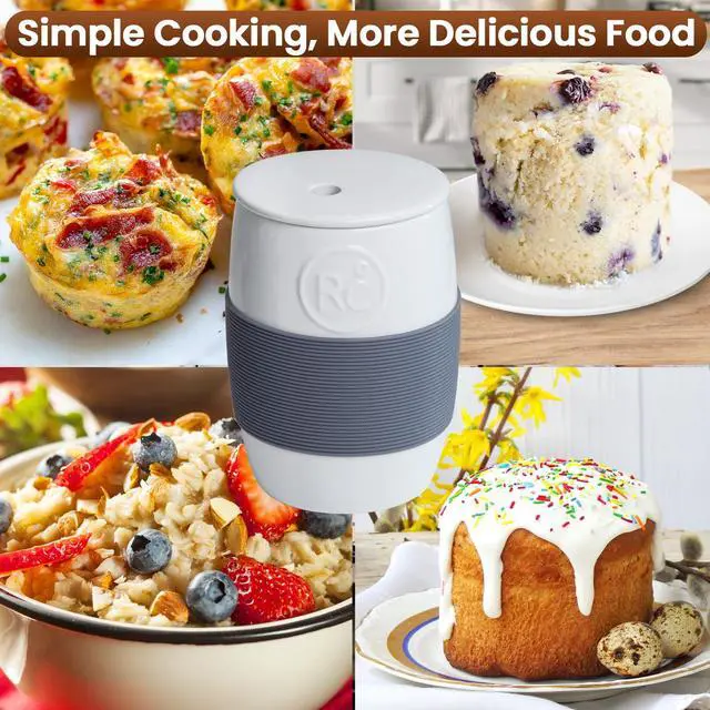 Alt view image 7 of 7 - Professional Ceramic Egg Cooker for Microwave, Quick Scrambled Egg Maker Holds Up to 4 Eggs, Easy & Healthy Breakfast Microwave Cooker Great for Mug Cake, Muffin, Omelet, 100% Food Safe