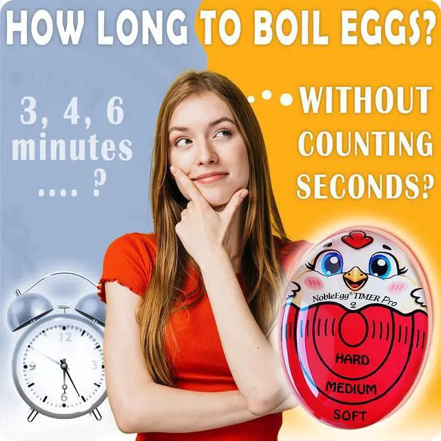 Alt view image 2 of 7 - Egg Timer Pro2 Perfect Soft Hard Boiled Eggs Cooker Kitchen Gadget Red, Certified