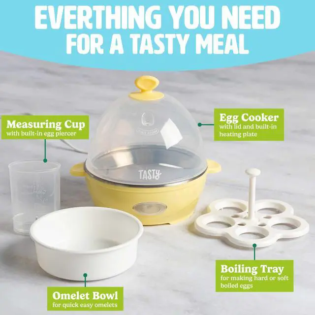 Alt view image 5 of 7 - Mini Rapid Egg Cooker, 5-Egg Capacity for Perfect Hard Boiled Eggs or Omelets, Auto Shut Off, Yellow