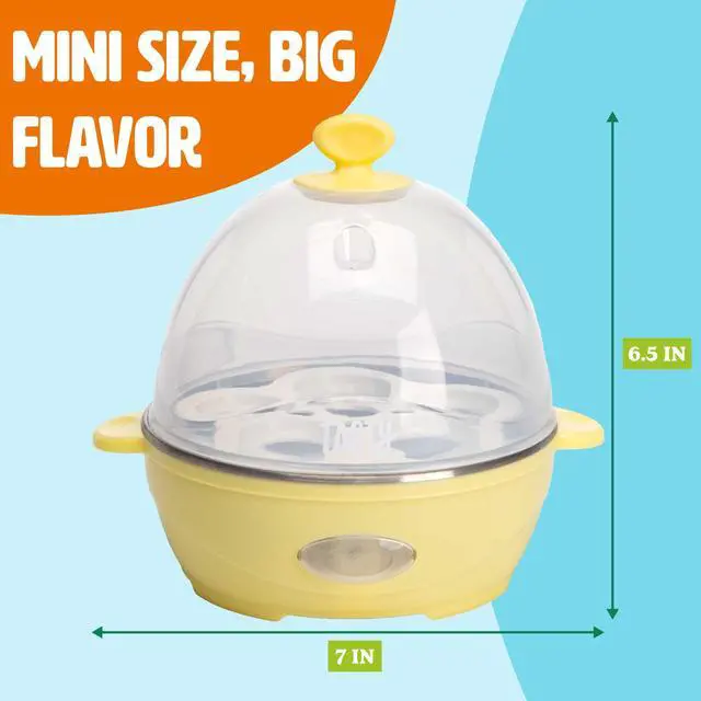 Alt view image 4 of 7 - Mini Rapid Egg Cooker, 5-Egg Capacity for Perfect Hard Boiled Eggs or Omelets, Auto Shut Off, Yellow