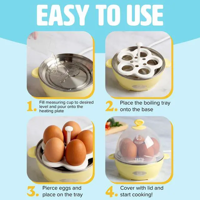 Alt view image 6 of 7 - Mini Rapid Egg Cooker, 5-Egg Capacity for Perfect Hard Boiled Eggs or Omelets, Auto Shut Off, Yellow