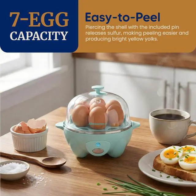 Alt view image 2 of 7 - Easy Electric 7 Egg Capacity Soft, Medium, Hard-Boiled Cooker Poacher, Scrambled, Omelet Maker with Auto Shut-Off and Buzzer, BPA Free