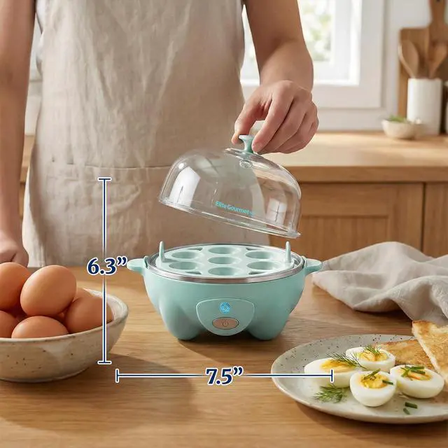 Alt view image 4 of 7 - Easy Electric 7 Egg Capacity Soft, Medium, Hard-Boiled Cooker Poacher, Scrambled, Omelet Maker with Auto Shut-Off and Buzzer, BPA Free