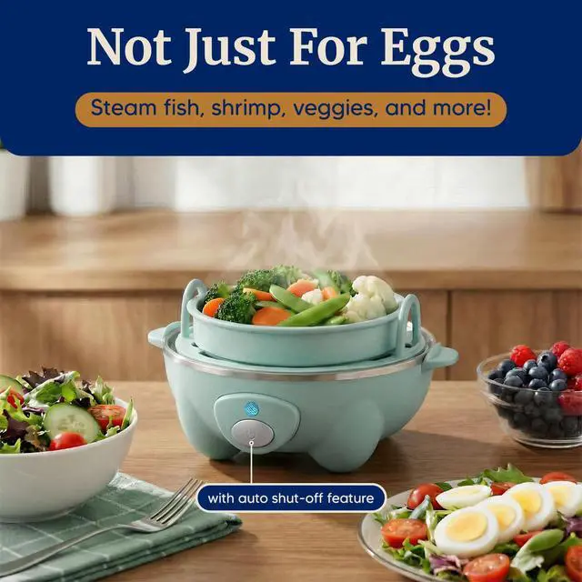 Alt view image 5 of 7 - Easy Electric 7 Egg Capacity Soft, Medium, Hard-Boiled Cooker Poacher, Scrambled, Omelet Maker with Auto Shut-Off and Buzzer, BPA Free