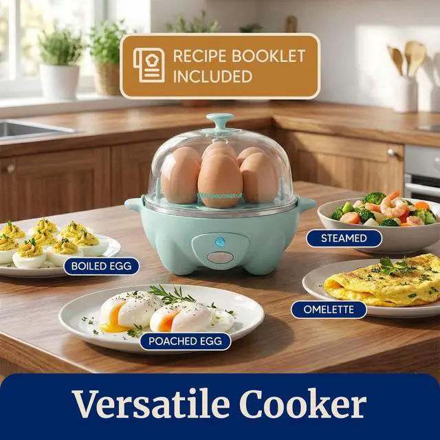 Alt view image 7 of 7 - Easy Electric 7 Egg Capacity Soft, Medium, Hard-Boiled Cooker Poacher, Scrambled, Omelet Maker with Auto Shut-Off and Buzzer, BPA Free