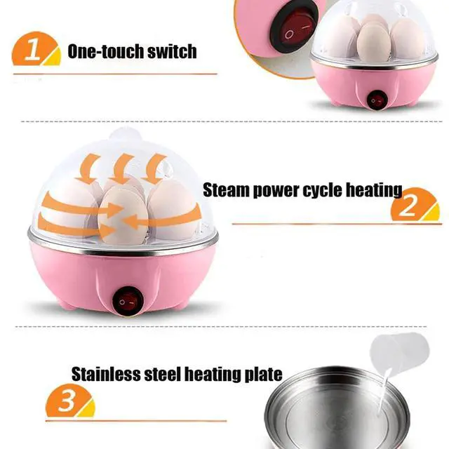 Alt view image 6 of 7 - Chicken Egg Cooker Make Up to 7 Large Boiled Eggs Anti Dry Burning Automatic Power Off Egg Poacher with Heating Plate for Hard, Soft & Poached Eggs()