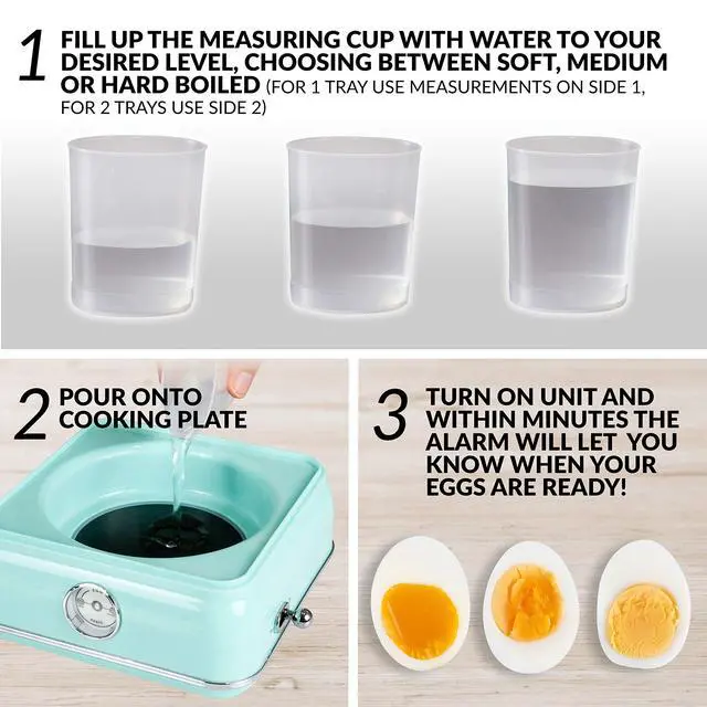 Alt view image 3 of 7 - CLEC14AQ Retro Premium 14 Capacity Electric Large Hard-Boiled Egg Cooker, Poached, Scrambled, Omelets, Whites, Sandwiches, for Keto & Low-Carb Diets, Aqua