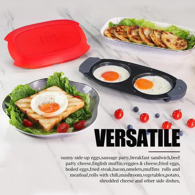 Alt view image 4 of 7 - Quick-Heat Microwave Egg Cooker|Poacher|fryer,Multi-use microwave egg maker for Breakfast Sandwiches,Dishwasher-Safe,Save Time,Portable for Home,Travel,Gifts(red)