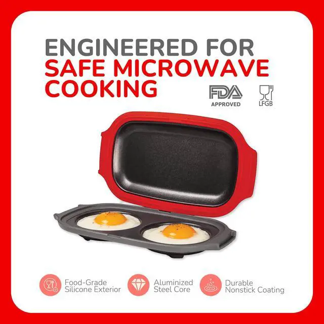 Alt view image 6 of 6 - Egg Mate Microwave Egg Cooker 2-Egg Sunny Side Up Maker with Steam Vent Lid Fast Breakfast Sandwich Egg Mold BPA-Free, Dishwasher Safe