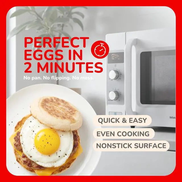 Alt view image 2 of 6 - Egg Mate Microwave Egg Cooker 2-Egg Sunny Side Up Maker with Steam Vent Lid Fast Breakfast Sandwich Egg Mold BPA-Free, Dishwasher Safe