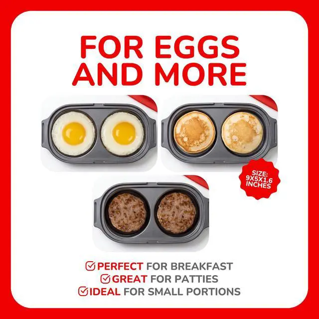 Alt view image 4 of 6 - Egg Mate Microwave Egg Cooker 2-Egg Sunny Side Up Maker with Steam Vent Lid Fast Breakfast Sandwich Egg Mold BPA-Free, Dishwasher Safe