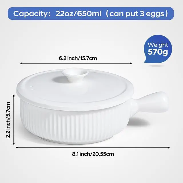 Alt view image 2 of 7 - Ceramic Microwave Egg Cooker, Scrambled Egg Maker, White