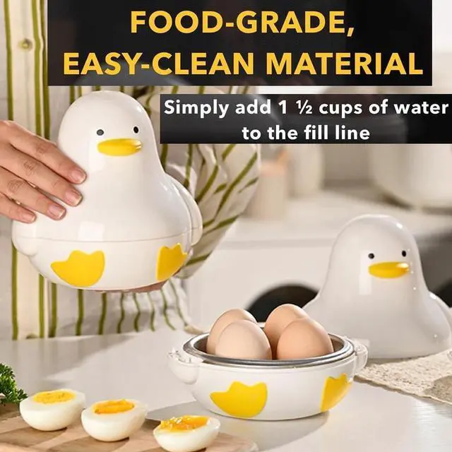 Alt view image 6 of 7 - Microwave Egg Boiler Duck Shape 4 Egg Capacity Microwave Egg Cooker for Hard Boiled Eggs Egg Maker Under 9 minutes Medium and Hard Boiled Egg Cooker Rapid Egg Boiler Microwavable Egg Poacher