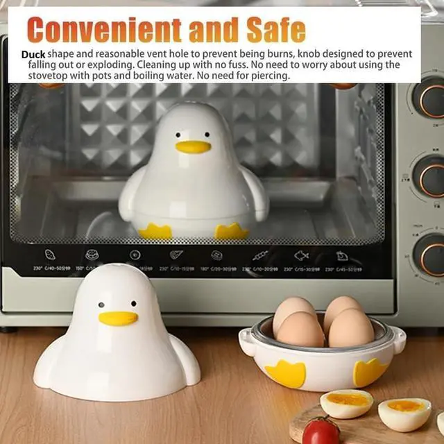 Alt view image 5 of 7 - Microwave Egg Boiler Duck Shape 4 Egg Capacity Microwave Egg Cooker for Hard Boiled Eggs Egg Maker Under 9 minutes Medium and Hard Boiled Egg Cooker Rapid Egg Boiler Microwavable Egg Poacher