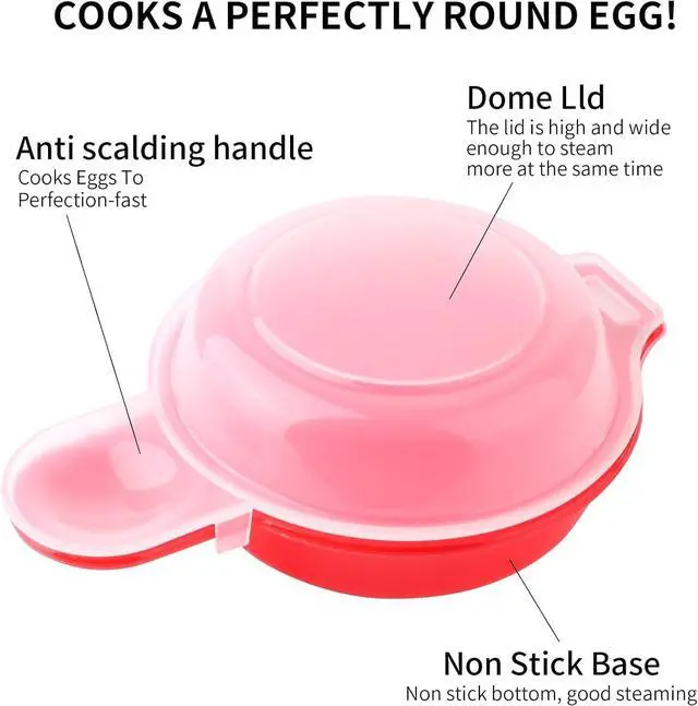 Alt view image 3 of 7 - Microwave Omelet Maker, Microwave Egg Cooker,1 Minute Fast Egg Hamburg Omelet Maker Kitchen Cooking Tool(Red and clear)