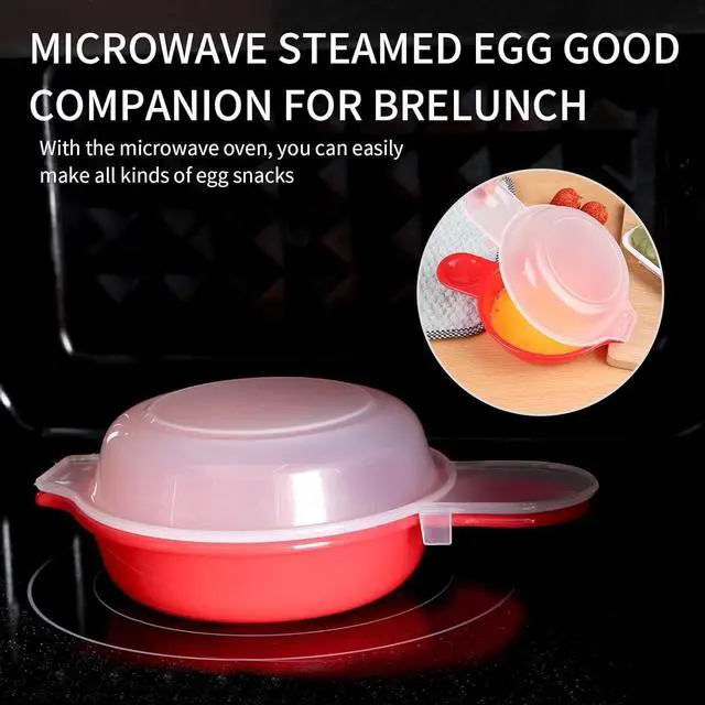 Alt view image 6 of 7 - Microwave Omelet Maker, Microwave Egg Cooker,1 Minute Fast Egg Hamburg Omelet Maker Kitchen Cooking Tool(Red and clear)