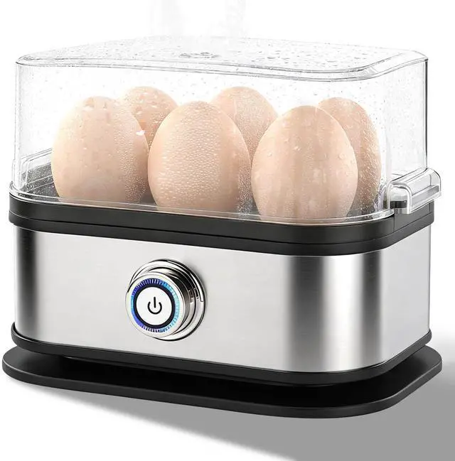 Main image of Electric Egg Cooker for Hard Boiled Eggs 6-Egg - Soft, Medium, Hard-Boiled Egg Cooker, Boiler & Steamer with Auto Shut-Off, Fast Boil, Stainless Steel Heating Plate, Family Breakfast Maker