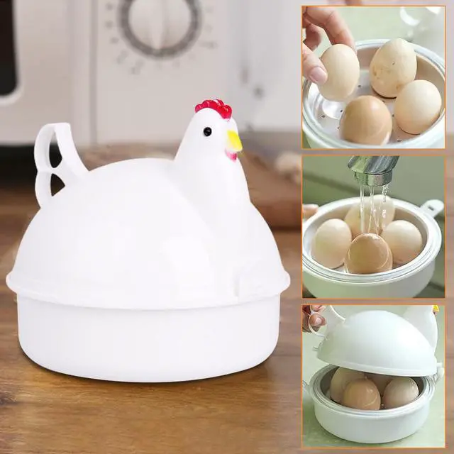 Alt view image 4 of 7 - Chicken Shaped Microwave Egg Boiler, Microwave Eggs Poacher, Cooker Boiler Steamer Gadgets for Hard Boiled Egg, Poacher Boiler Cooker for Home Kitchen Restaurants