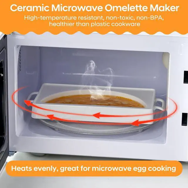 Alt view image 3 of 7 - Ceramic Microwave Omelet Maker, BPA-Free Egg Cooker