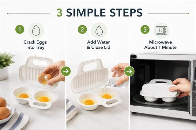 Alt view image 5 of 7 - Microwave Egg Poacher BPA-Free by Dependable Industries Inc. Essentials Quick & Easy 2-Cavity Egg Cooker for Perfect Poached Eggs in Minutes Dishwasher & Microwave Safe