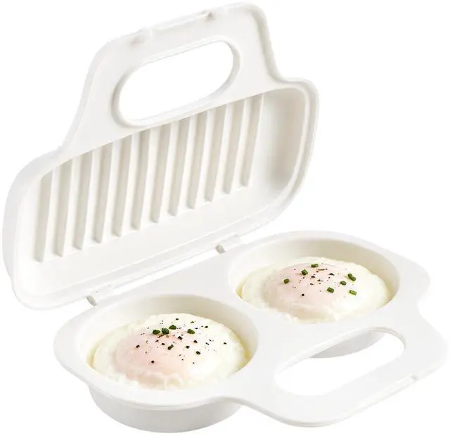 Main image of Microwave Egg Poacher BPA-Free by Dependable Industries Inc. Essentials Quick & Easy 2-Cavity Egg Cooker for Perfect Poached Eggs in Minutes Dishwasher & Microwave Safe