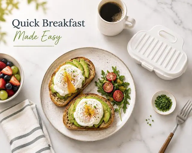 Alt view image 7 of 7 - Microwave Egg Poacher BPA-Free by Dependable Industries Inc. Essentials Quick & Easy 2-Cavity Egg Cooker for Perfect Poached Eggs in Minutes Dishwasher & Microwave Safe