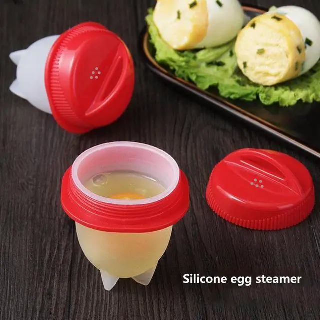 Alt view image 3 of 7 - Hard Boiled Egg Maker, 6-Piece Shell-Free Egg Cooker Set, Non-Stick Easy-Clean Multifunctional Egg Boiler Kit, white