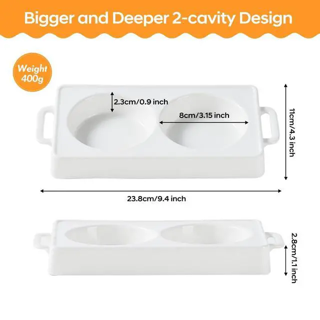 Alt view image 2 of 7 - Ceramic Microwave Egg Cooker, BPA-Free 2-Cavity Egg Poacher