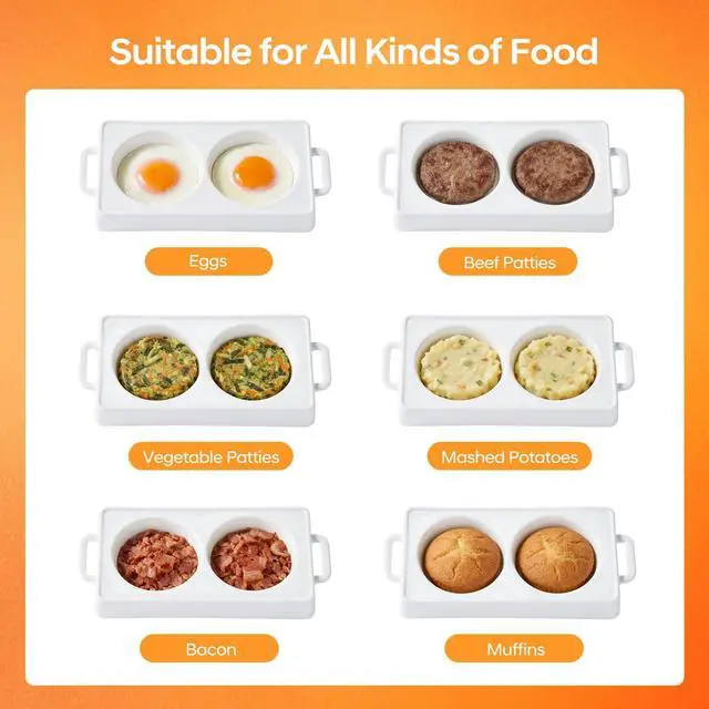 Alt view image 5 of 7 - Ceramic Microwave Egg Cooker, BPA-Free 2-Cavity Egg Poacher