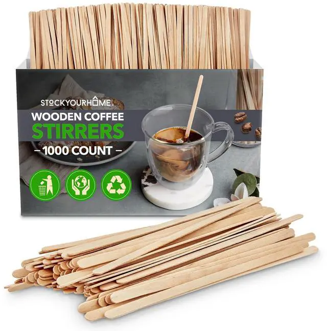 Main image of 1000 Count Wooden Coffee Stir Sticks, Bulk Wood Stirrers for Coffee and Tea, Disposable Drink Stirrers for Hot Drinks, 5.5 Inch Wooden Coffee Stirrers for Home, No Plastic Stir Sticks, Stock Your Home