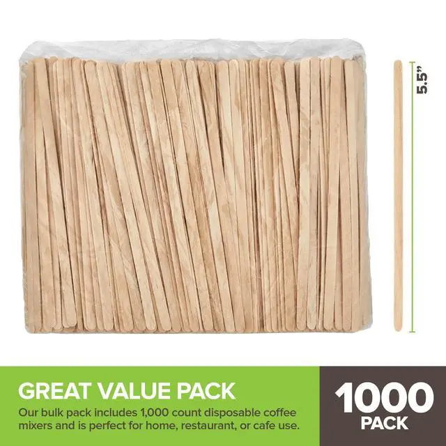 Alt view image 2 of 7 - 1000 Count Wooden Coffee Stir Sticks, Bulk Wood Stirrers for Coffee and Tea, Disposable Drink Stirrers for Hot Drinks, 5.5 Inch Wooden Coffee Stirrers for Home, No Plastic Stir Sticks, Stock Your Home