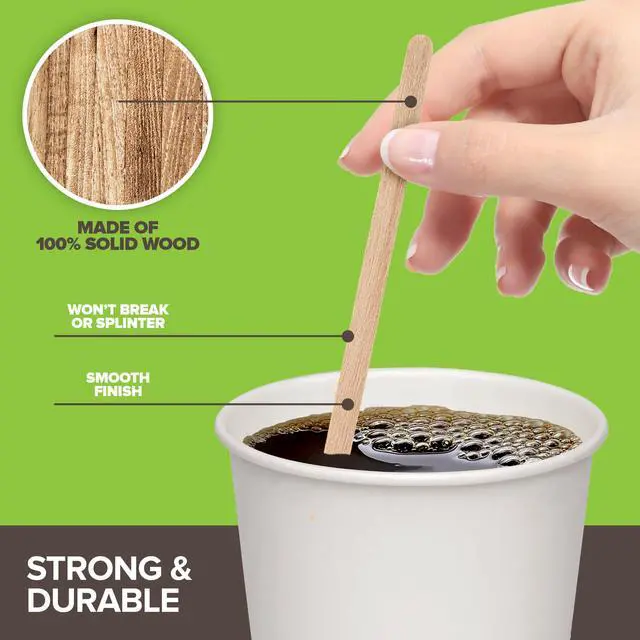 Alt view image 3 of 7 - 1000 Count Wooden Coffee Stir Sticks, Bulk Wood Stirrers for Coffee and Tea, Disposable Drink Stirrers for Hot Drinks, 5.5 Inch Wooden Coffee Stirrers for Home, No Plastic Stir Sticks, Stock Your Home
