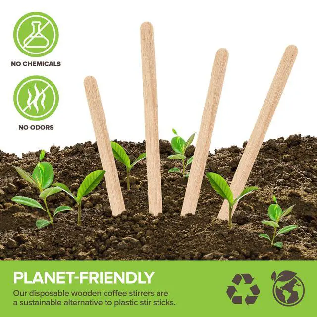 Alt view image 4 of 7 - 1000 Count Wooden Coffee Stir Sticks, Bulk Wood Stirrers for Coffee and Tea, Disposable Drink Stirrers for Hot Drinks, 5.5 Inch Wooden Coffee Stirrers for Home, No Plastic Stir Sticks, Stock Your Home