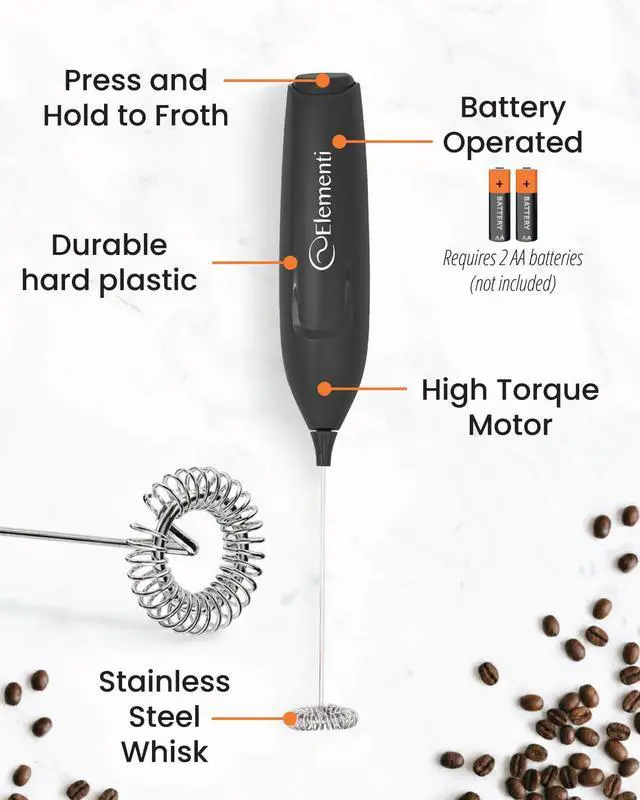 Alt view image 3 of 7 - Frother Wand Powerful Milk Frother & Drink Mixer Handheld, Matcha Whisk for Dreamy Lattes, Powerful Coffee Mixer Wand & Blender Stirrer - Make Creamy Cappuccinos at Home (Black)