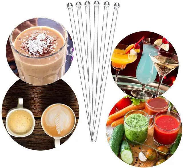 Alt view image 3 of 6 - 100 Pieces Ball Head Stirrer Disposible Plastic Round Top Crystal Swizzle Sticks, Crystal Cake Pops, Cocktail Coffee Drink Stirrers (Clear)
