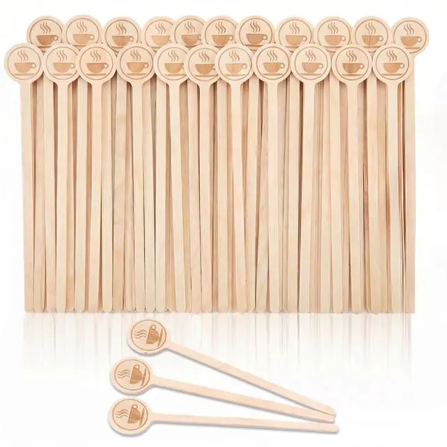 Main image of 100Pcs Coffee Stirrers, 5.9 Inch Wooden Stir Sticks with Round Ends