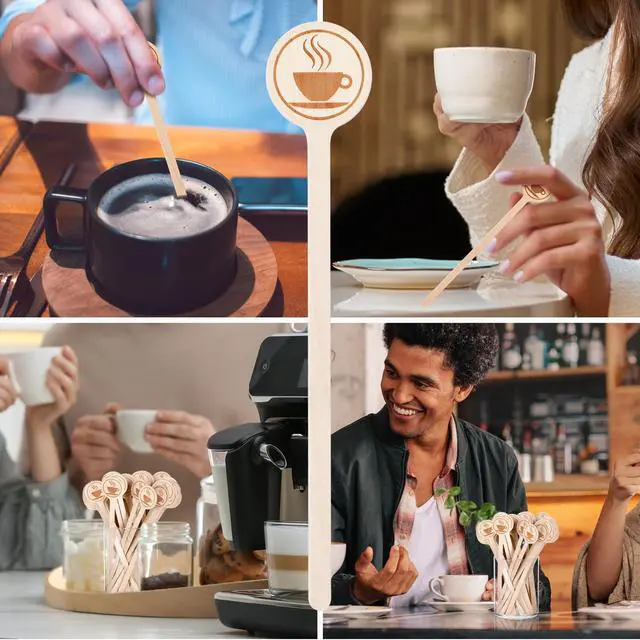 Alt view image 7 of 7 - 100Pcs Coffee Stirrers, 5.9 Inch Wooden Stir Sticks with Round Ends