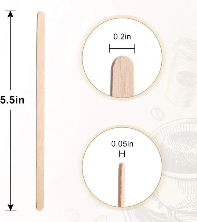 Alt view image 6 of 7 - Wooden Coffee Stirrers, Thick Birch 5.5 Inches 1000PCS Disposable Coffee Stirrers Stir Sticks for Coffee & Cocktails, Natural Birch Biodegradabl Food Grade Stir Sticks for Coffee Bar