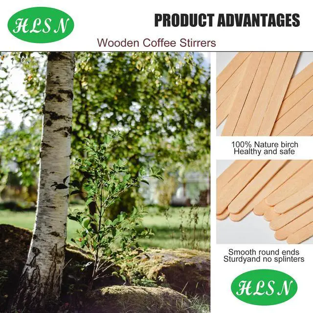 Alt view image 2 of 7 - Wooden Coffee Stirrers, Thick Birch 5.5 Inches 1000PCS Disposable Coffee Stirrers Stir Sticks for Coffee & Cocktails, Natural Birch Biodegradabl Food Grade Stir Sticks for Coffee Bar