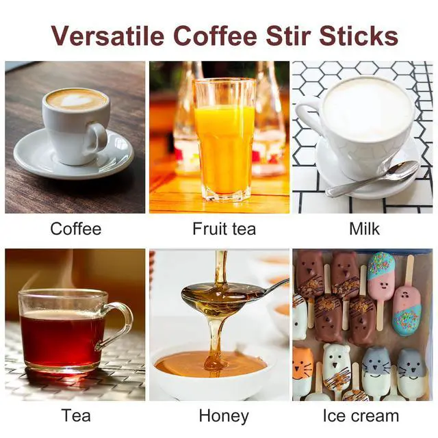 Alt view image 5 of 7 - Wooden Coffee Stirrers, Thick Birch 5.5 Inches 1000PCS Disposable Coffee Stirrers Stir Sticks for Coffee & Cocktails, Natural Birch Biodegradabl Food Grade Stir Sticks for Coffee Bar