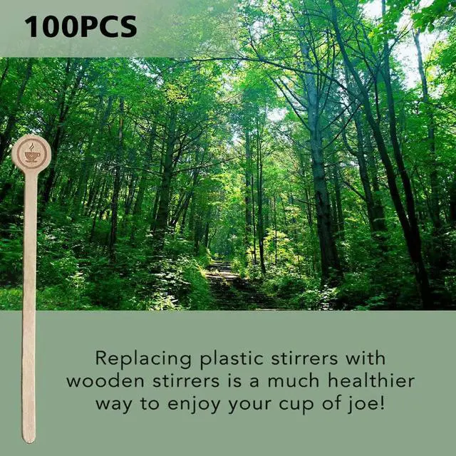 Alt view image 2 of 7 - Coffee Stirrers Stir Sticks Wooden Beverage Mixer with Round Ends,Disposable Environmentally Friendly Biodegradable Cafe Grade Beverage Stir Sticks for 6 Inch Coffee Milk Cocktail Tea (100)