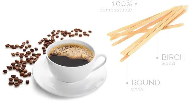 Alt view image 3 of 5 - Wood Coffee Stirrers Stir Sticks - 1,000 Biodegradable Disposable Wooden Beverage Mixer with Round Ends, Made with Natural Birch Wood, Eco-Friendly BPA Free Swizzle Drinks Sticks (5.5 Inch)