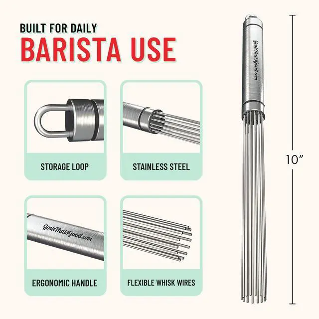 Alt view image 5 of 7 - Baristir by Gosh That's Good Barista Mixing Tool for Coffee Shops | Handheld Stirrer for Coffee, Matcha, Tea | No Clumps, Excellent Foam Control
