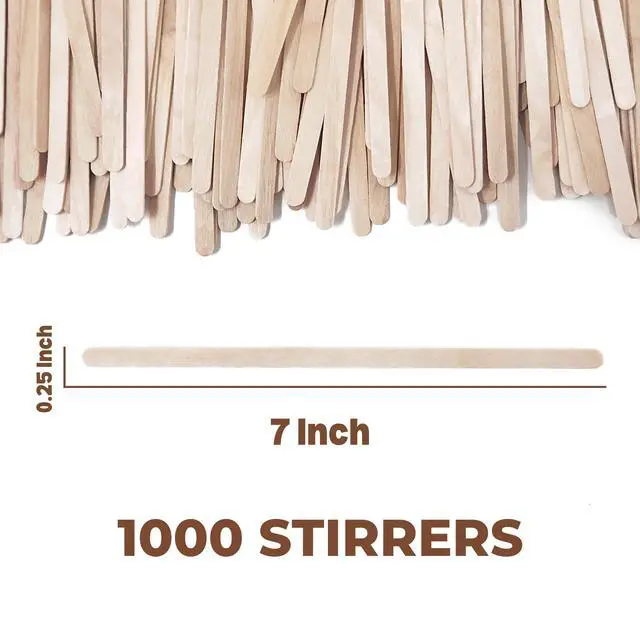 Alt view image 2 of 7 - Birch Wood Coffee Stirrers, 7 Inch Coffee Stir Sticks (1000 Pack) Eco-friendly, Sturdy Wooden Sticks. Splinter Free, Round End. Great For Your Coffee Nook