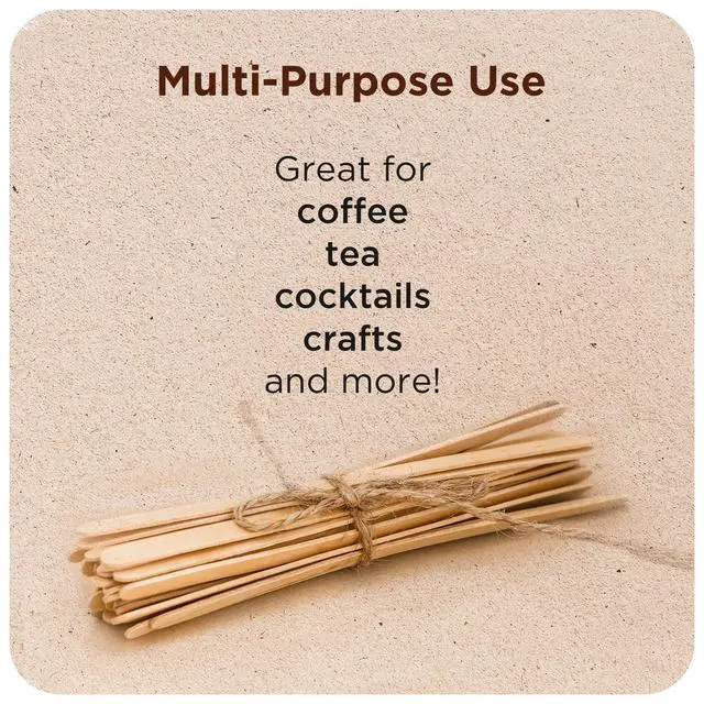 Alt view image 4 of 7 - Birch Wood Coffee Stirrers, 7 Inch Coffee Stir Sticks (1000 Pack) Eco-friendly, Sturdy Wooden Sticks. Splinter Free, Round End. Great For Your Coffee Nook