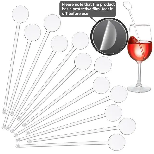 Alt view image 2 of 7 - 240 Pieces 7 Inch Swizzle Sticks for Cocktail Coffee Drink Stirrers Cocktail Stirrers Disposable Stirring Sticks Plastic Disc Top for Mixing Coffee Whiskey Beverage (Clear)
