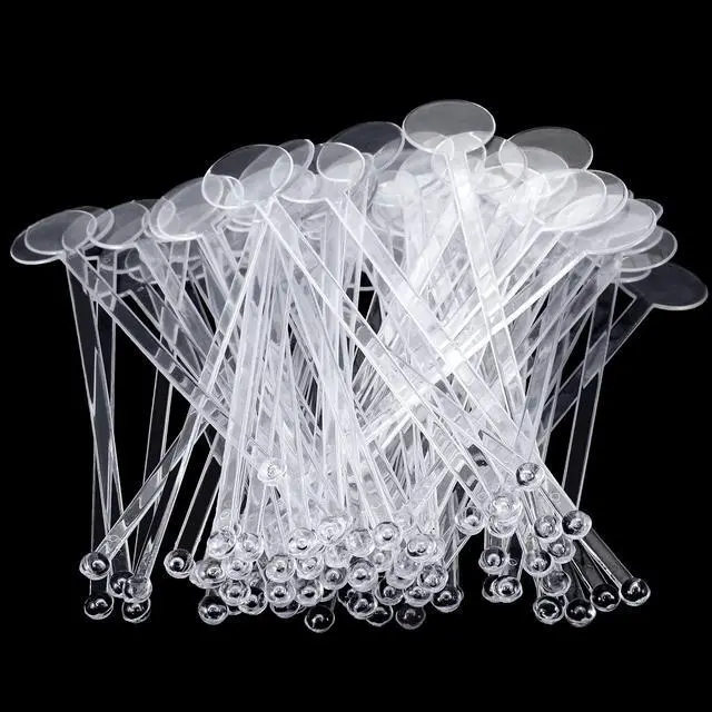 Alt view image 4 of 7 - 240 Pieces 7 Inch Swizzle Sticks for Cocktail Coffee Drink Stirrers Cocktail Stirrers Disposable Stirring Sticks Plastic Disc Top for Mixing Coffee Whiskey Beverage (Clear)